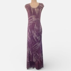 Women’s Julienne W Purple and White Dot Print Ruched Hi-Low Maxi Dress Size XS